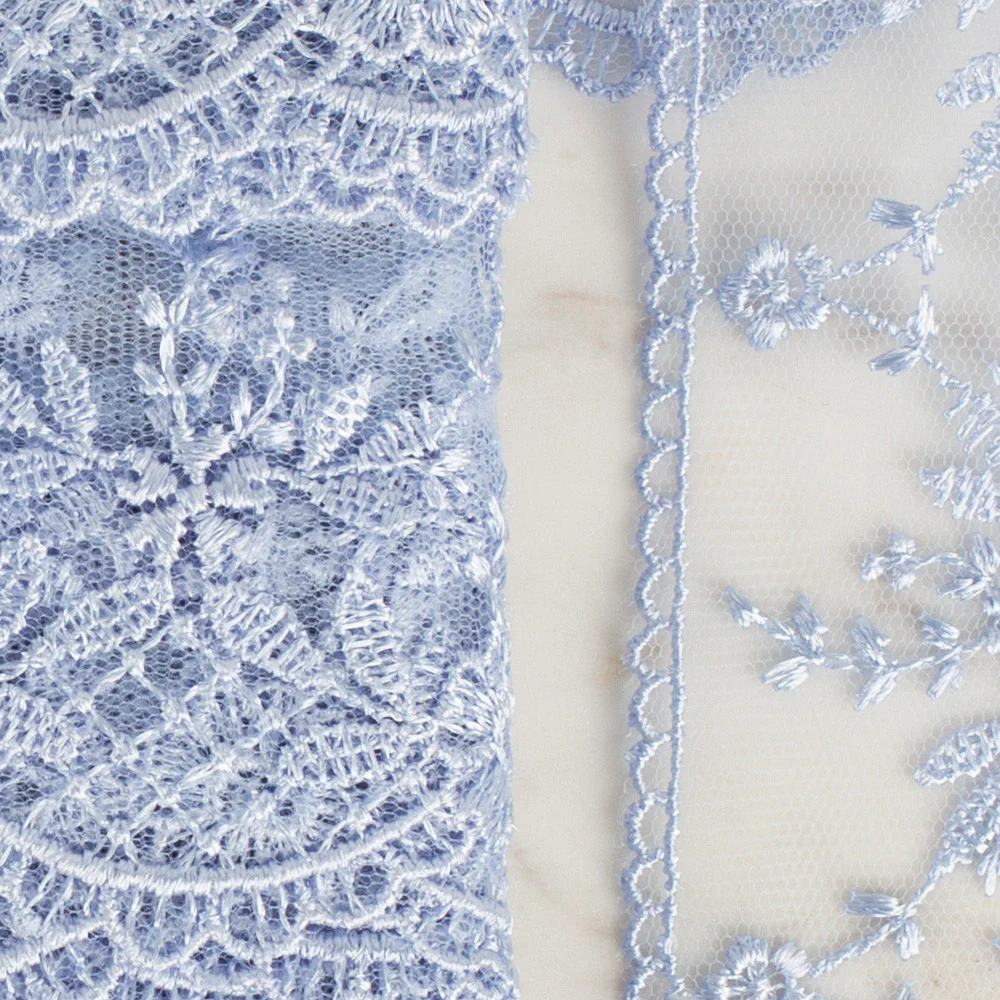 Önel Lace Ribbon, 6 cm, Light Blue, Flower Patterned - 61 - Image 2