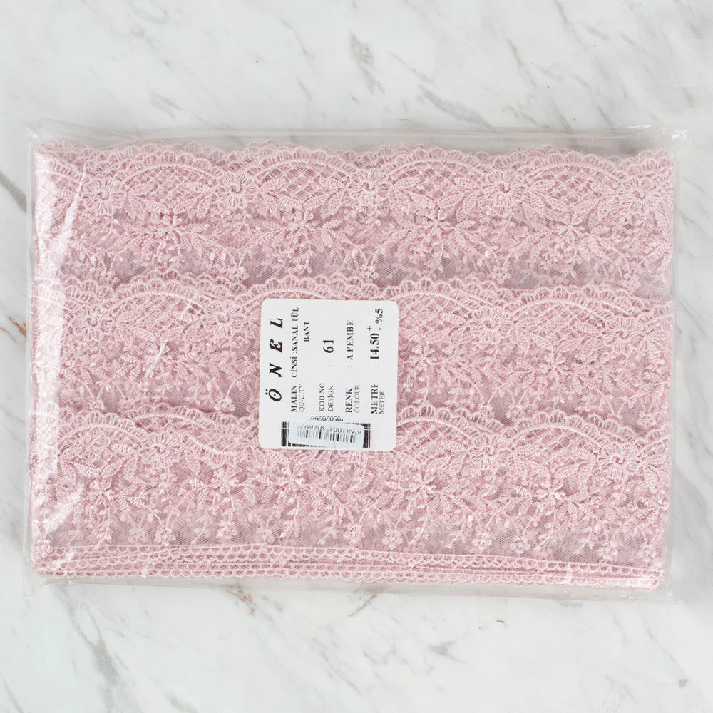 Önel Lace Ribbon, 6 cm, Light Pink, Flower Patterned - 61 - Image 3