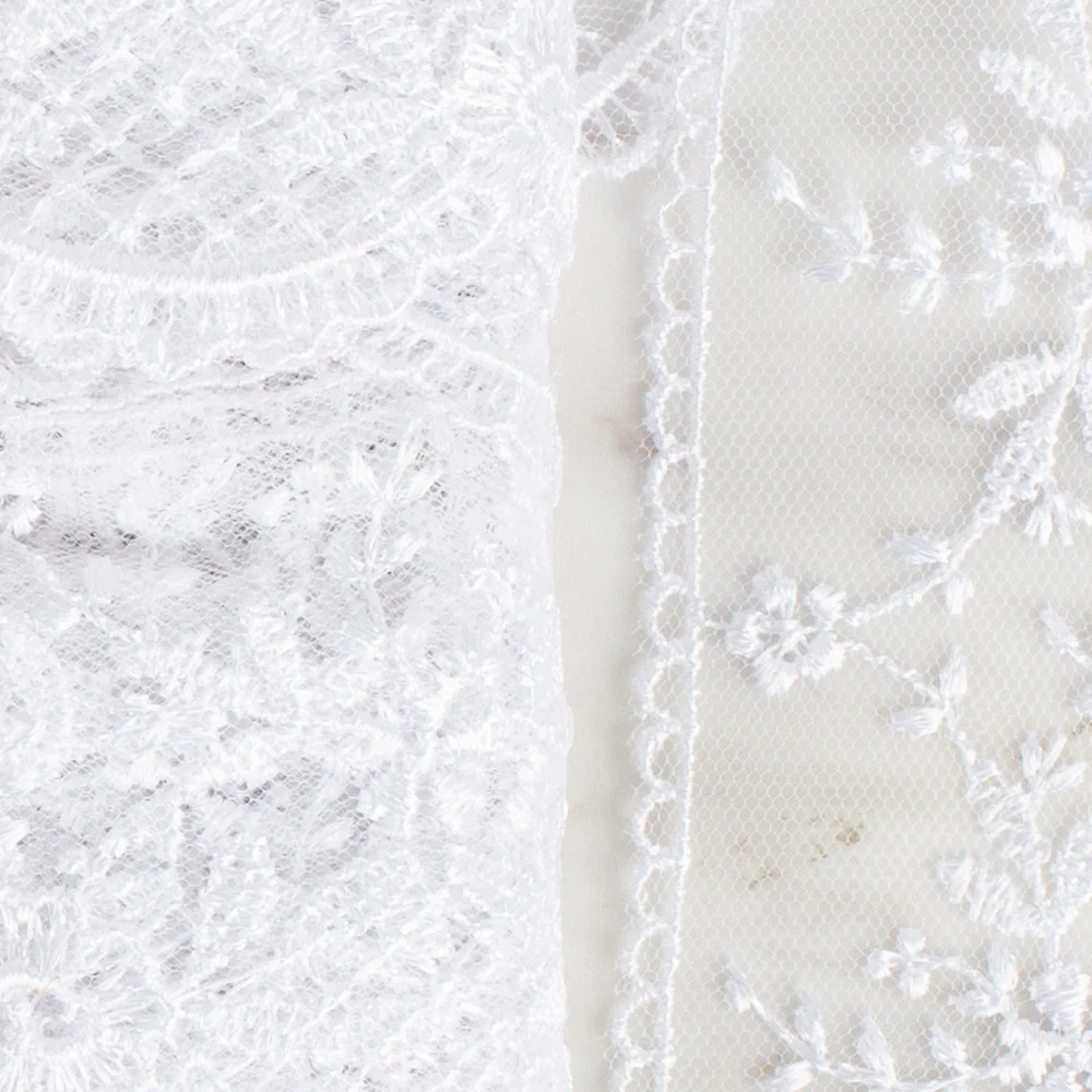 Önel Lace Ribbon, 6 cm, White, Flower Patterned - 61 - Image 2