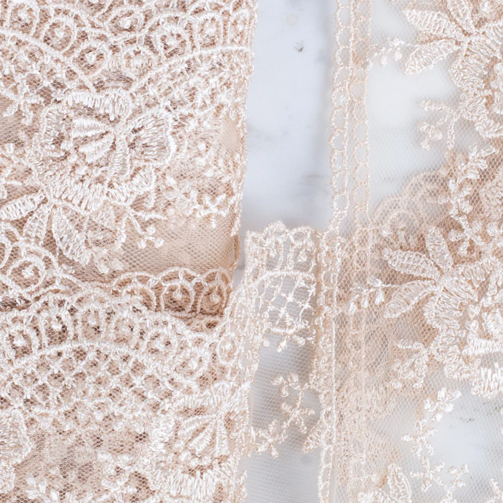Önel Lace Ribbon, 7 cm, Beige, Flower Patterned - 67 - Image 2
