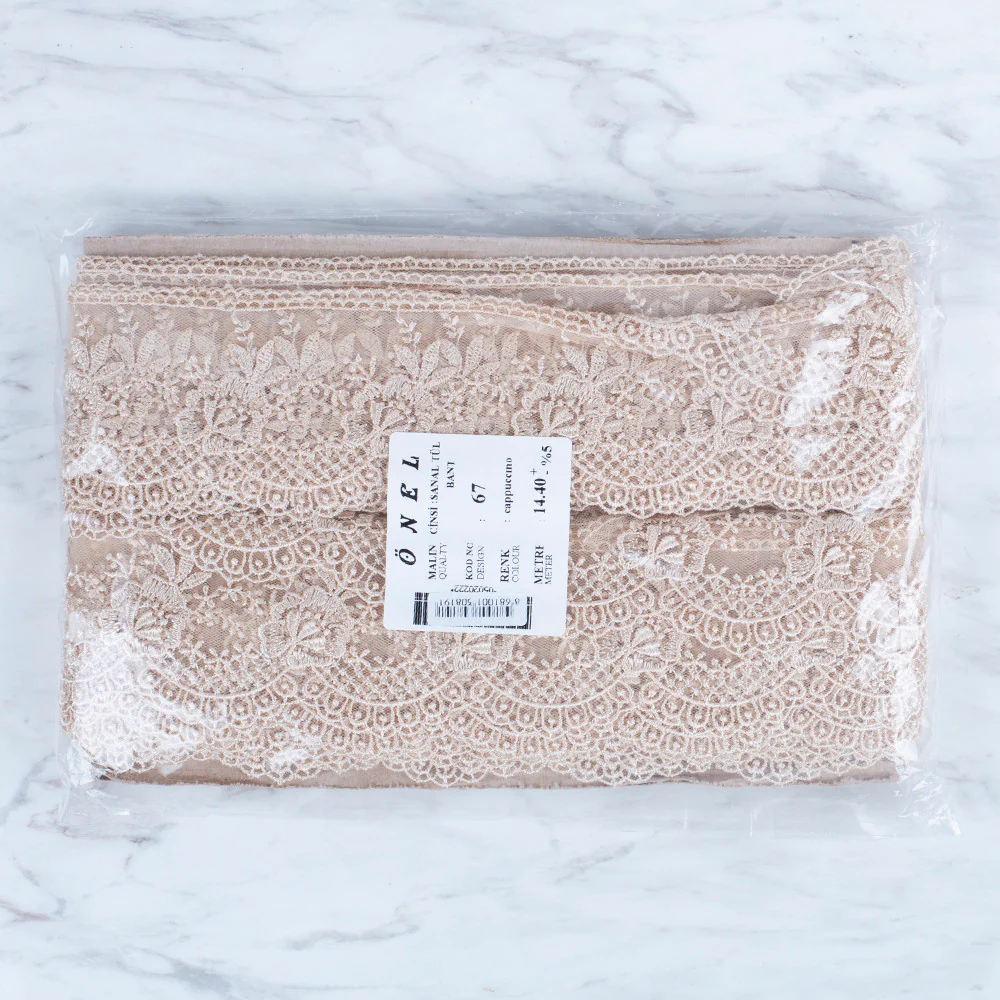 Önel Lace Ribbon, 7 cm, Beige, Flower Patterned - 67 - Image 3