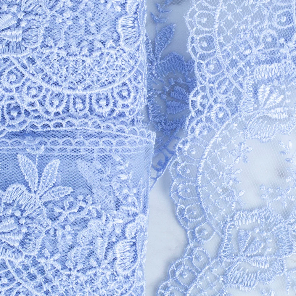 Önel Lace Ribbon, 7 cm, Light Blue, Flower Patterned - 67 - Image 2