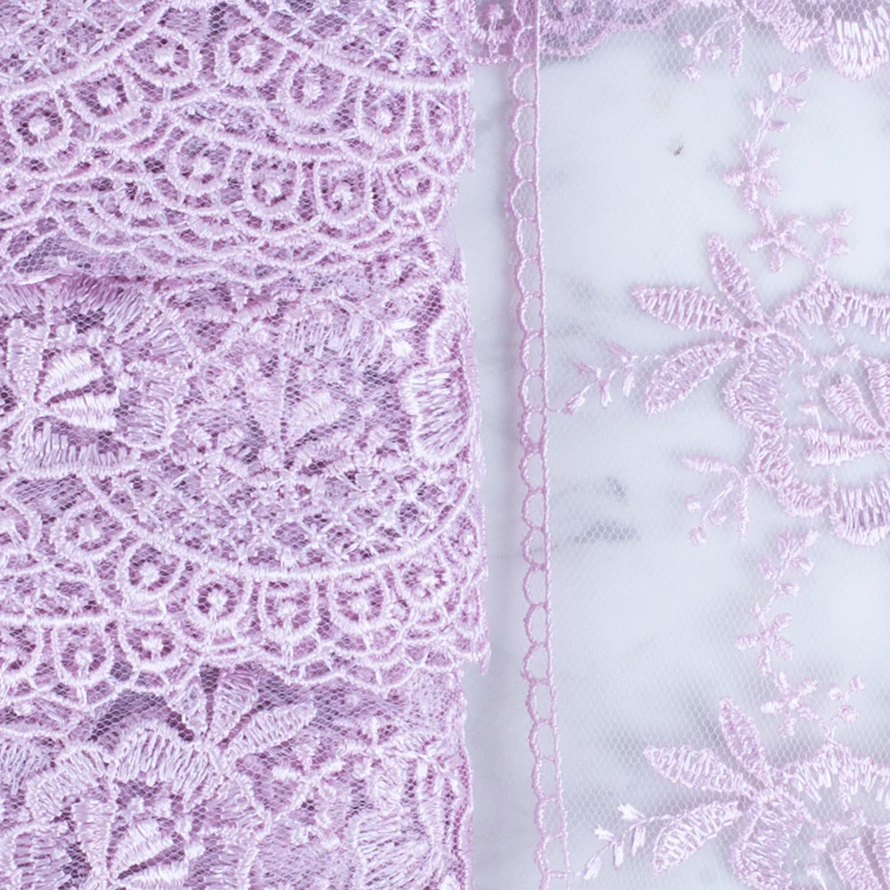 Önel Lace Ribbon, 7 cm, Lilac, Flower Patterned - 67 - Image 2