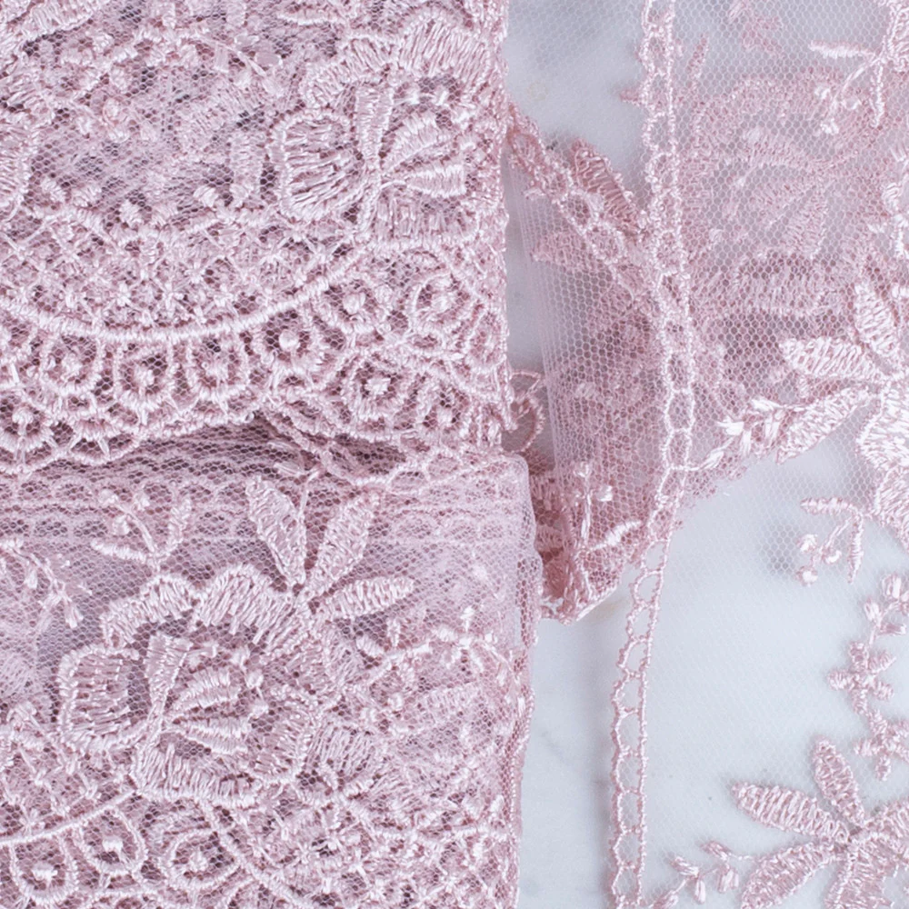 Önel Lace Ribbon, 7 cm, Powder Pink, Flower Patterned - 67 - Image 2