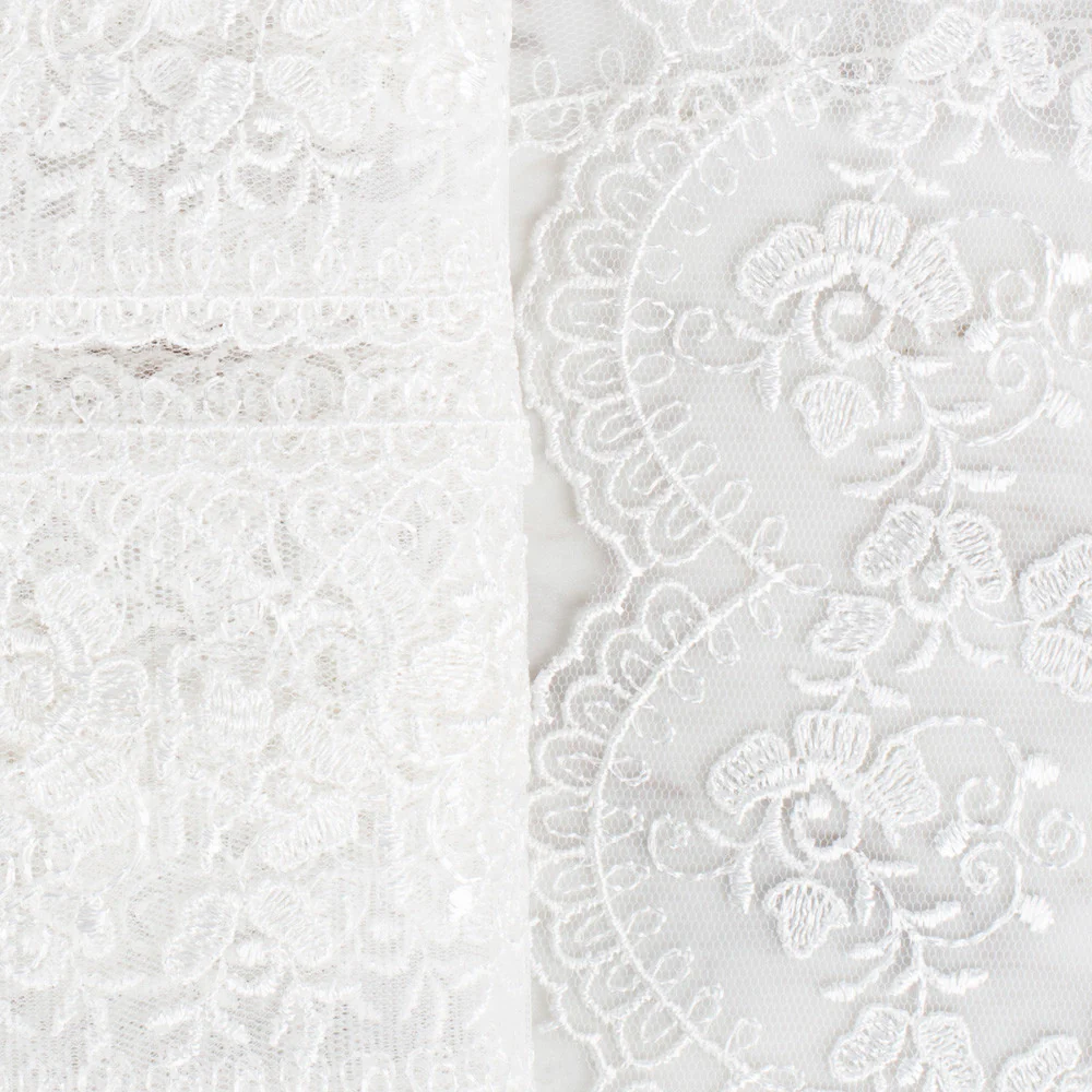 Önel Lace Ribbon, 9 cm, Ecru, Flower Patterned - 672 - Image 2