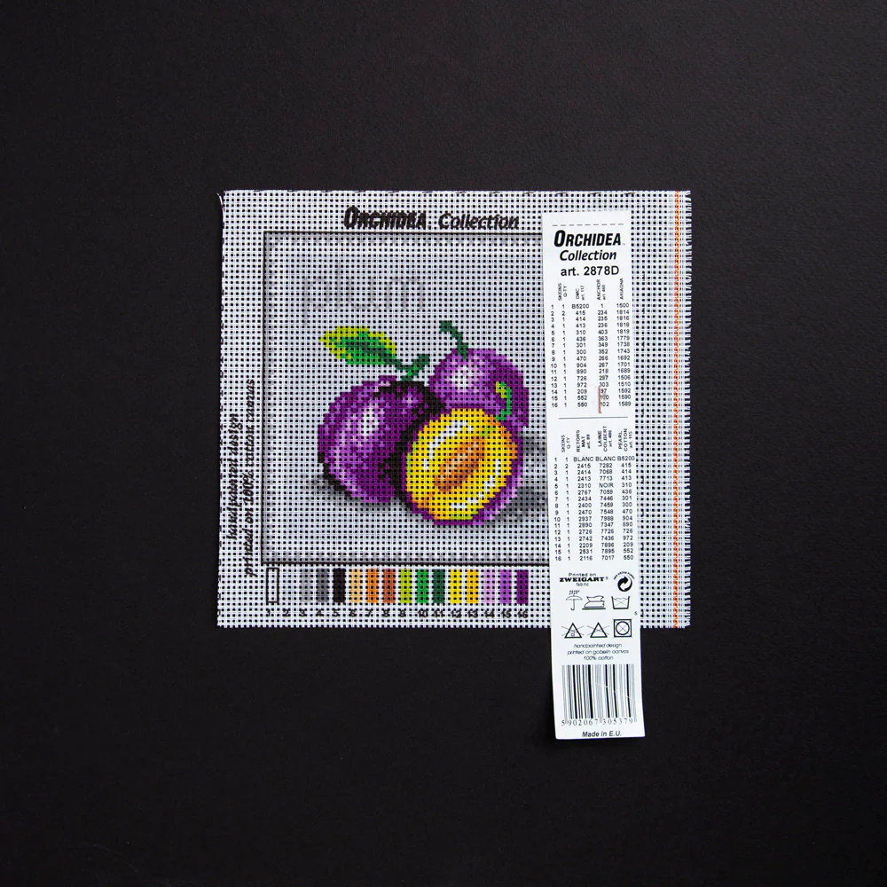 Orchidea 15x15cm Printed Gobelin, Plums - 2878D