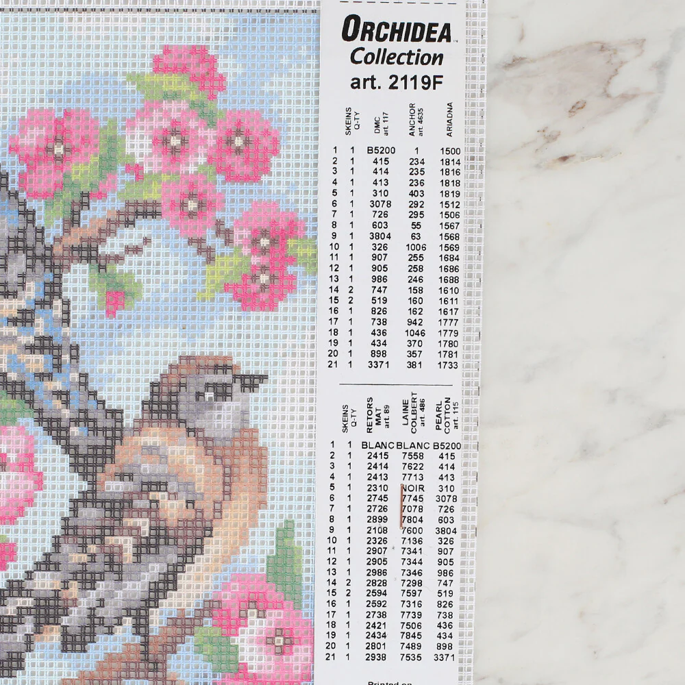 Orchidea 18x24 cm Tits On Cherry Blossom Printed Gobelin 2119F - Image 2