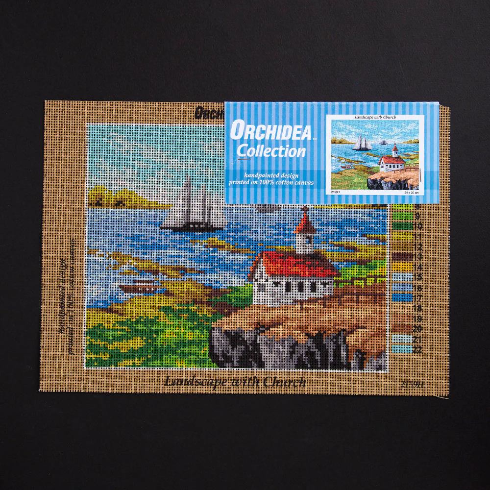 Orchidea 24x30cm Printed Gobelin, Landscape with Church - 2159H