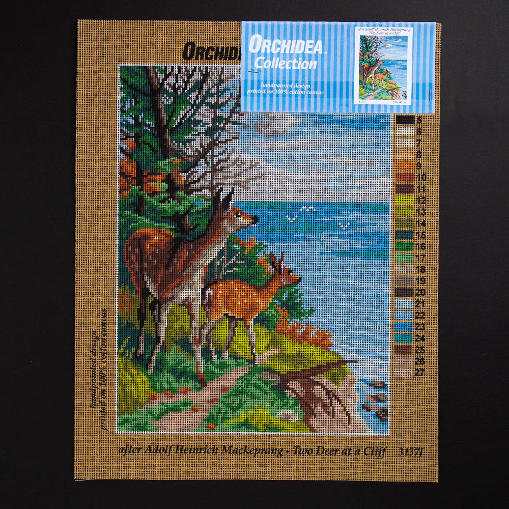 Orchidea 30x40cm Printed Gobelin, Adolf Heinrich Mackeprang - Two Deer at a Cliff - 3137J