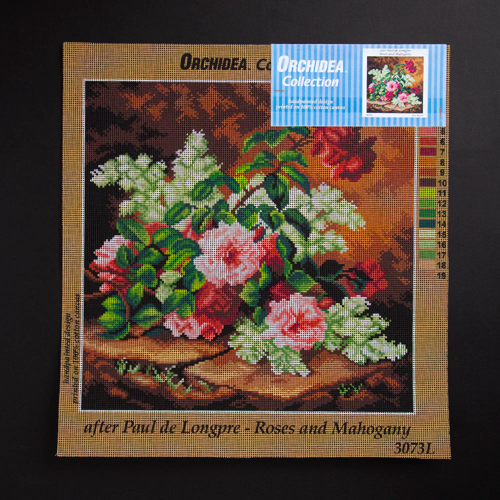 Orchidea 40x40cm Printed Gobelin, Paul de Longpre Roses and Mahogany - 3073L
