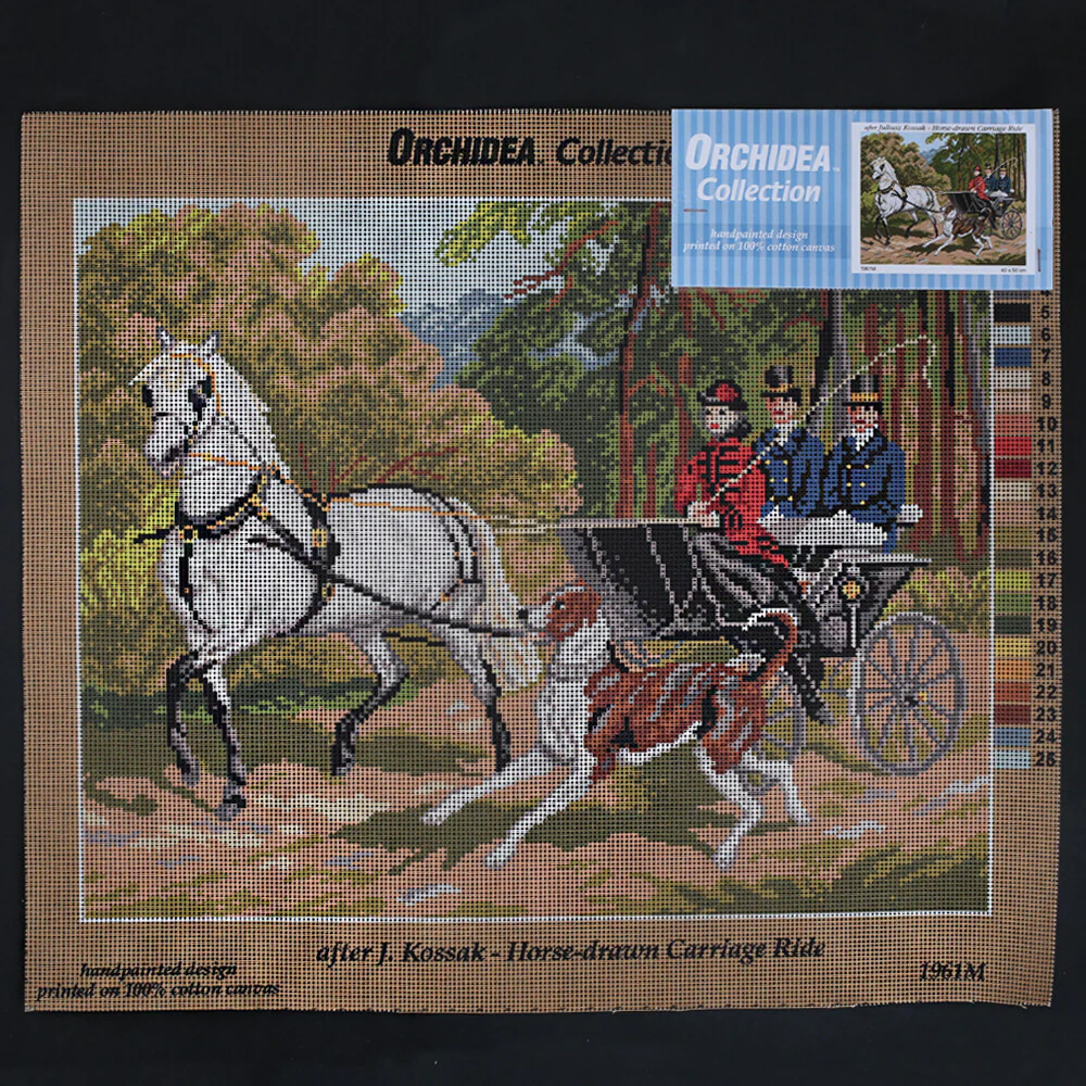Orchidea 40x50 cm Juliusz Kossak - Horse-Drawn Carriage Ride Printed Gobelin 1961M