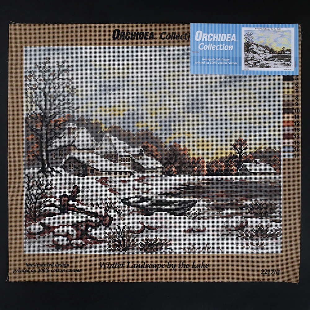Orchidea 40x50 cm Winter Landscape By The Lake Printed Gobelin 2217M