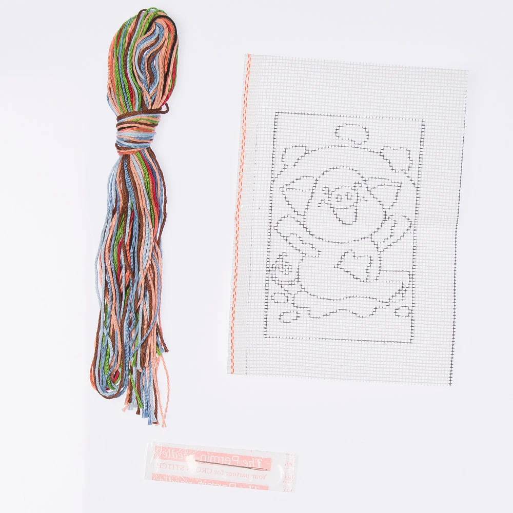 Permin My First Kit 8x12 cm Printed Long Stitch Kit, Piggy - 14-4871 - Image 2