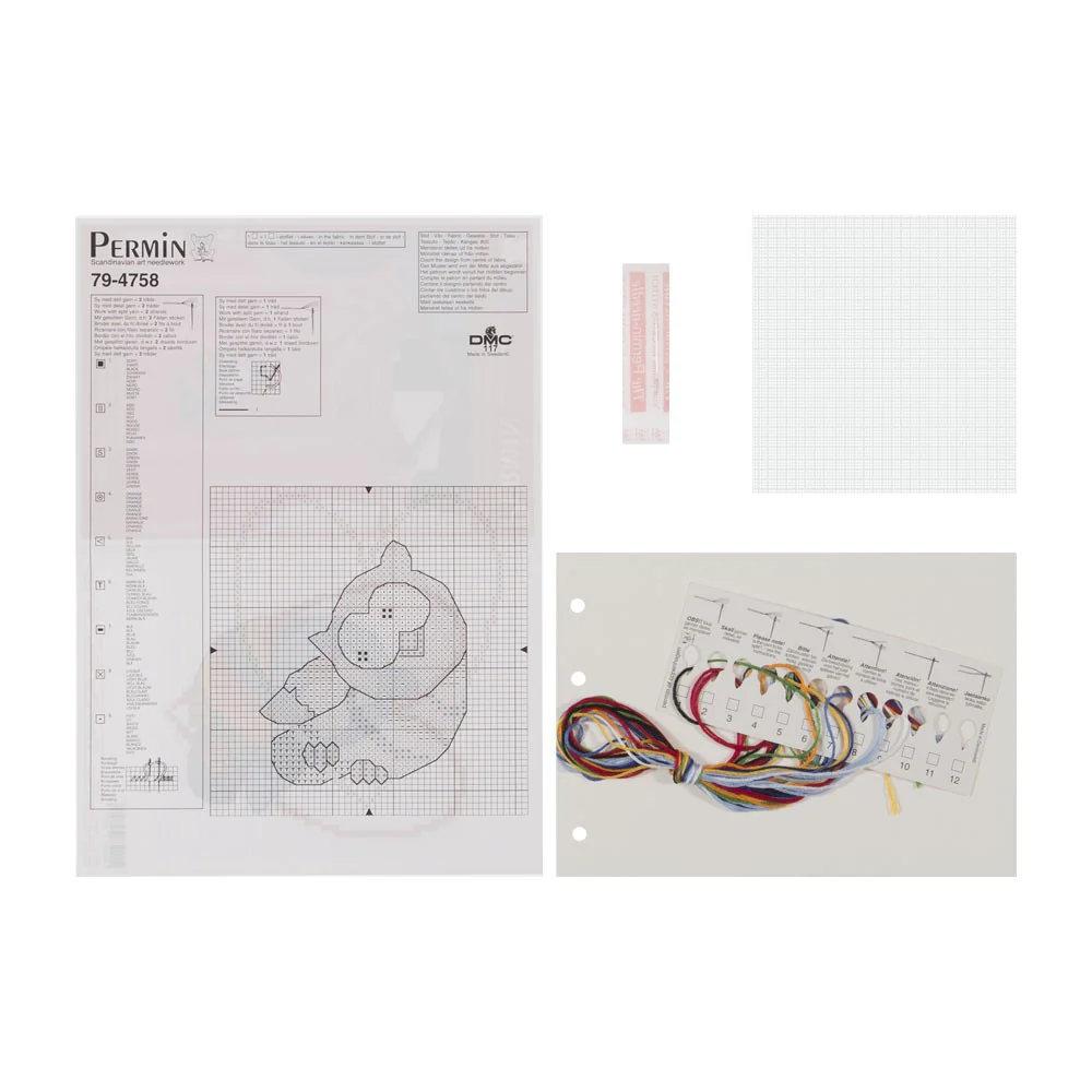 Permin Water-Soluable Cross Stitch Mini Kit, Owl 10x10 - 794758 - Image 3