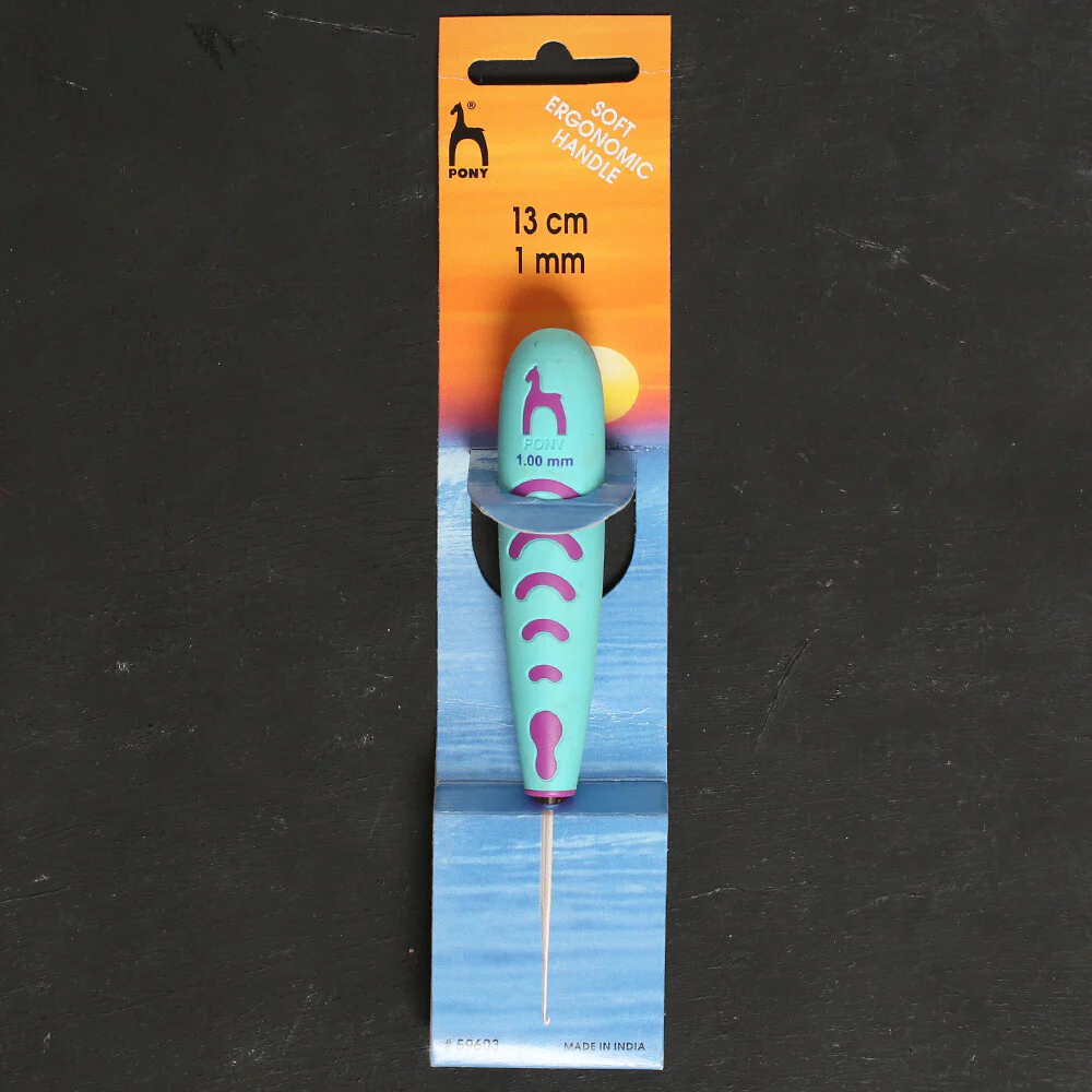 Pony No.12 1,0 mm 13 cm Metal Lace Crochet Hook with Soft Ergonomic Handle - 59603