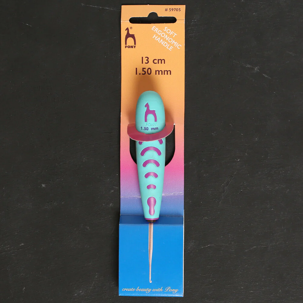 Pony 1.5 mm 13 cm Metal Lace Crochet Hook with Soft Ergonomic Handle - 59705