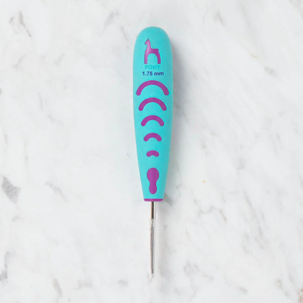 Pony 1.75 mm 13 cm Metal Lace Crochet Hook with Soft Ergonomic Handle - 59706 - Image 2