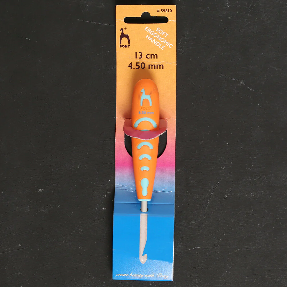 Pony 4.5 mm 13 cm Aluminium Crochet Hook with Soft Handle - 59810