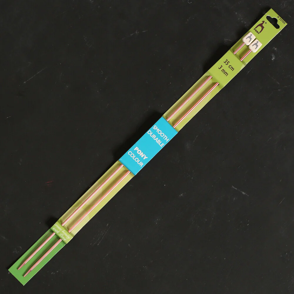 Pony Colour 3 mm 35 cm Aluminum Knitting Needle, Light Yellow - 33705