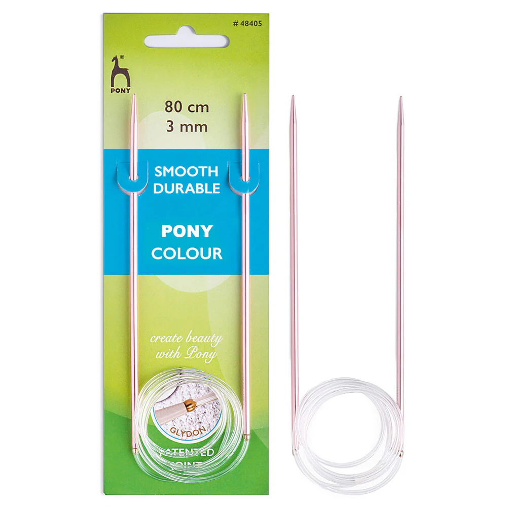 Pony Colour 3 mm 80 cm Circular Knitting Needles, Pink - 48405