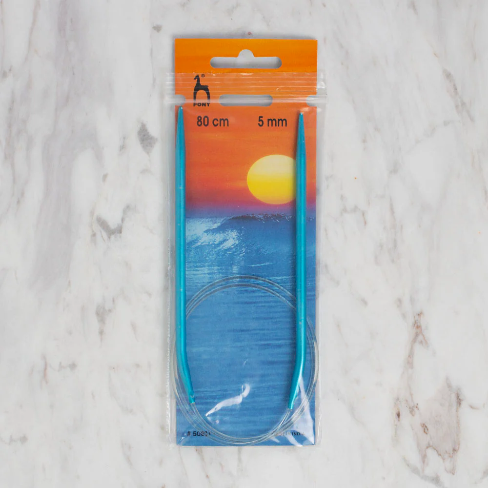 PONY COLOUR  5 MM 80 CM CIRCULAR NEEDLE, BLUE - 50811