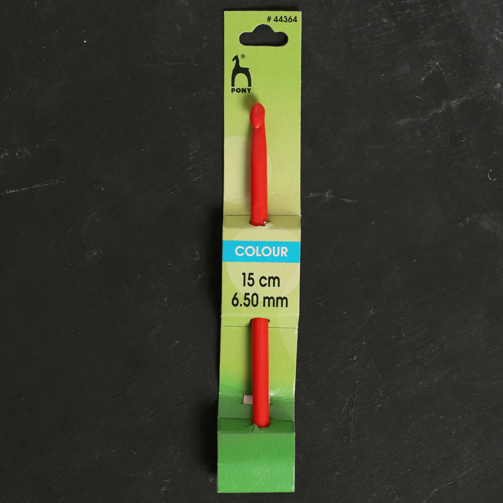 Pony Colour 6.5 mm 15 cm Plastic Crochet Hook, Red - 44364