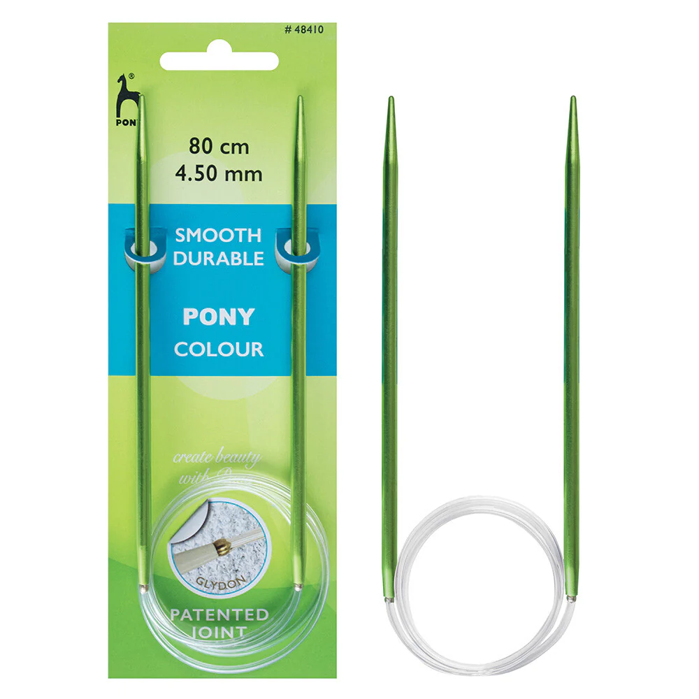 Pony Colour Smooth Durable 80 cm 4.50mm Circular Knitting Needle, Green - 48410