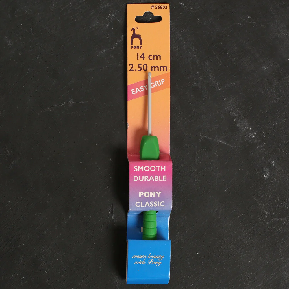 Pony Easy Grip 2.5 mm 14 cm Soft Handled Crochet Hook, Green - 56802