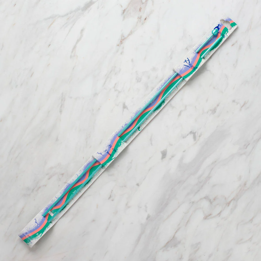 Pony Pearl 3 mm 35 cm Plastic Knitting Needle, Green - 33624