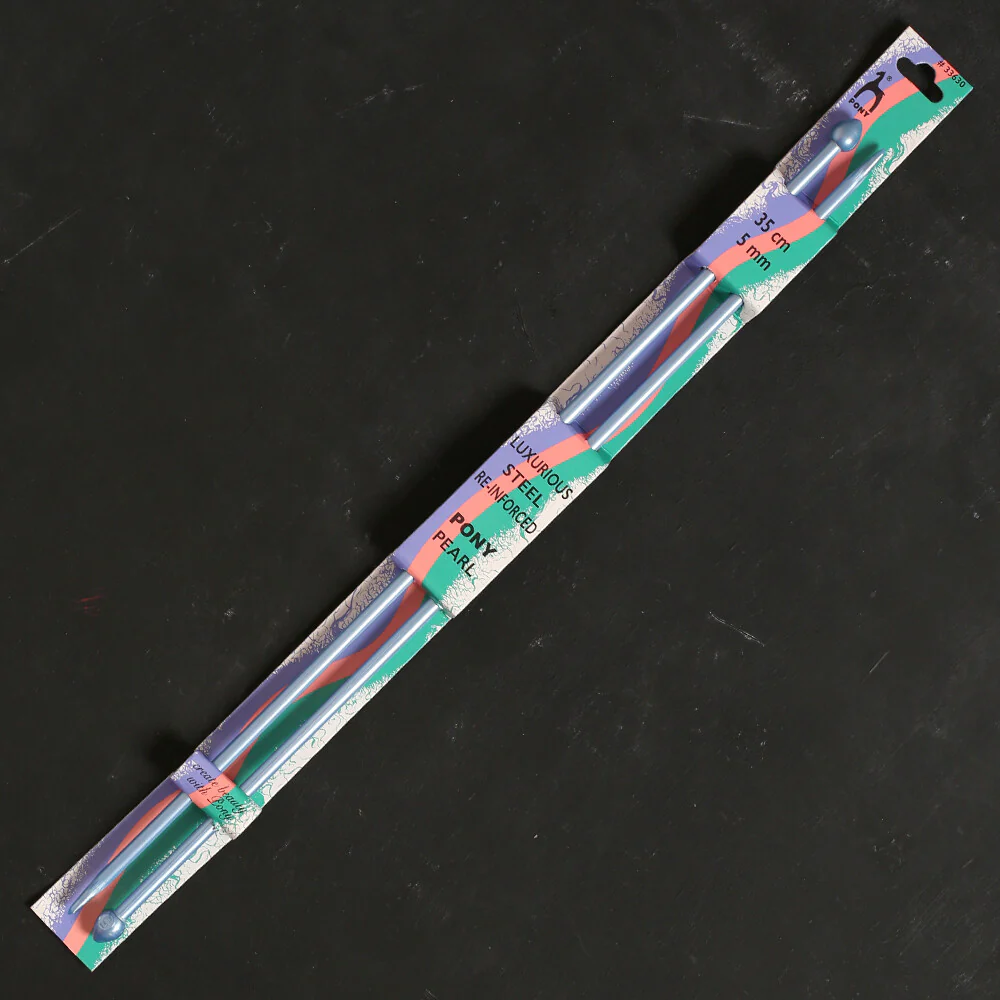 Pony Pearl 5 mm 35 cm Plastic Knitting Needle, Green - 33630