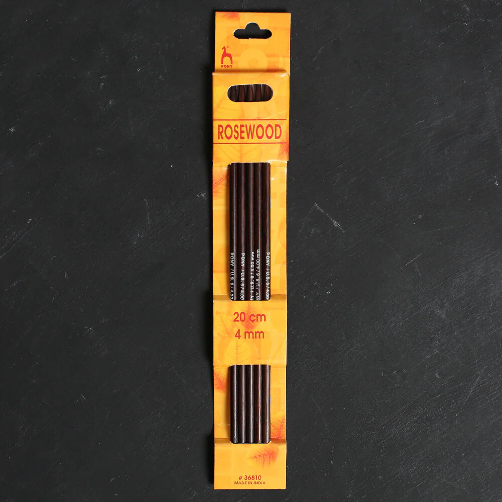 Pony Rosewood 4 mm 20 cm Rosewood Double Pointed Needles, Set of 5 - 36810
