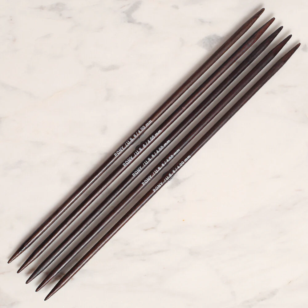 Pony Rosewood 4 mm 20 cm Rosewood Double Pointed Needles, Set of 5 - 36810 - Image 2