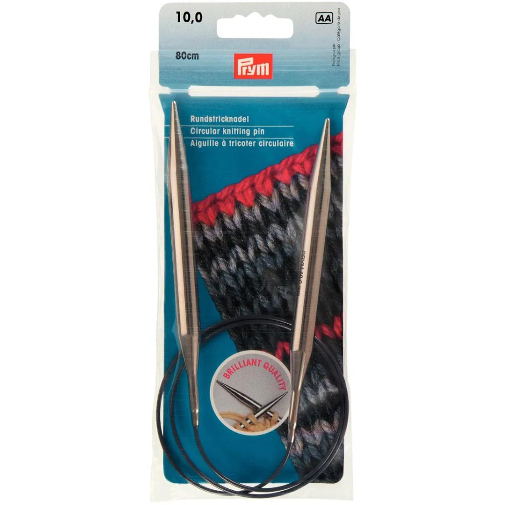 PRYM 10 mm 80 cm Brass Circular Knitting Needle -212234