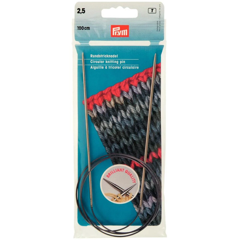 PRYM 2.5 mm 100 cm Brass Circular Knitting Needle - 21211