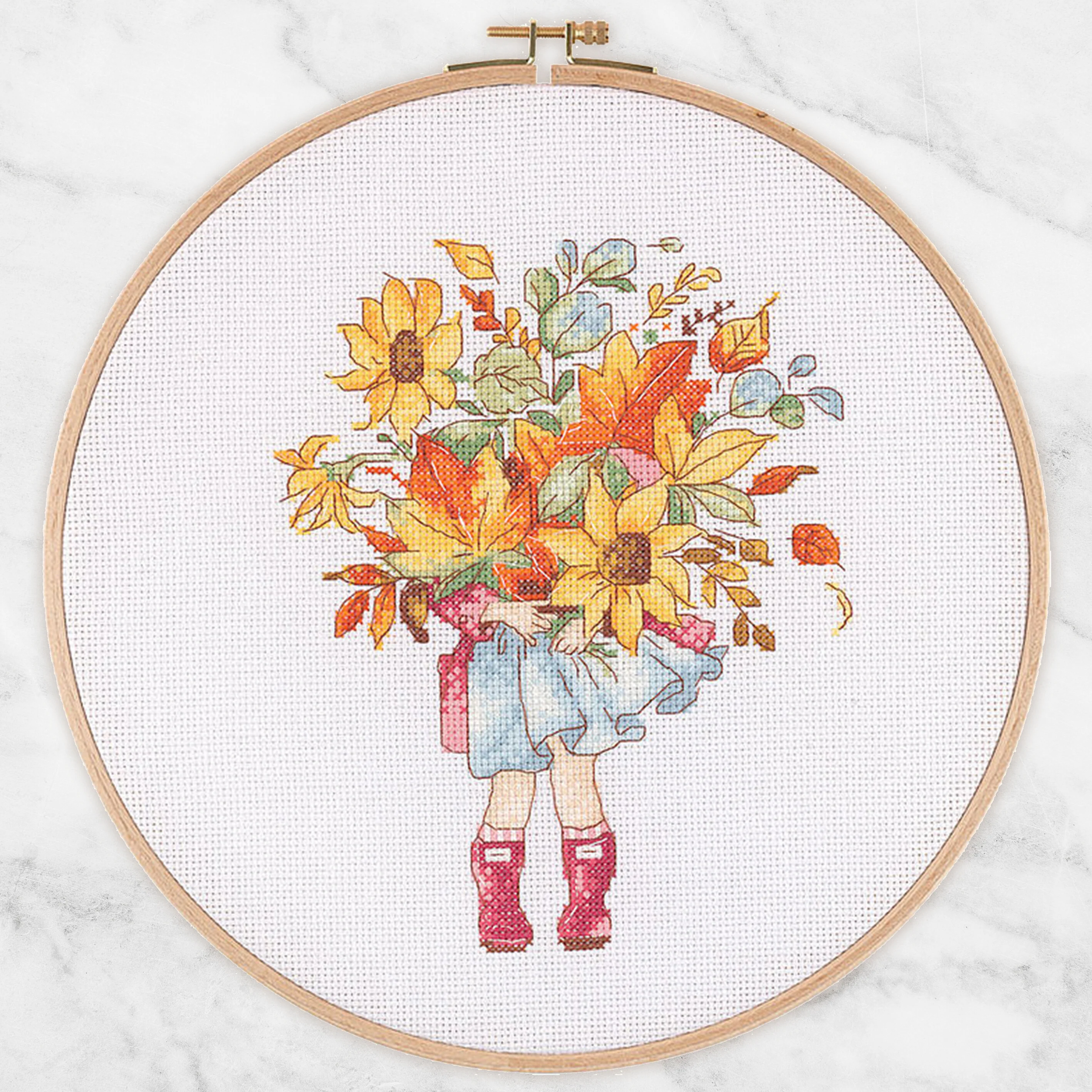Tuva Cross Stitch Kit, Autumn Flowers - E2802 - Image 2