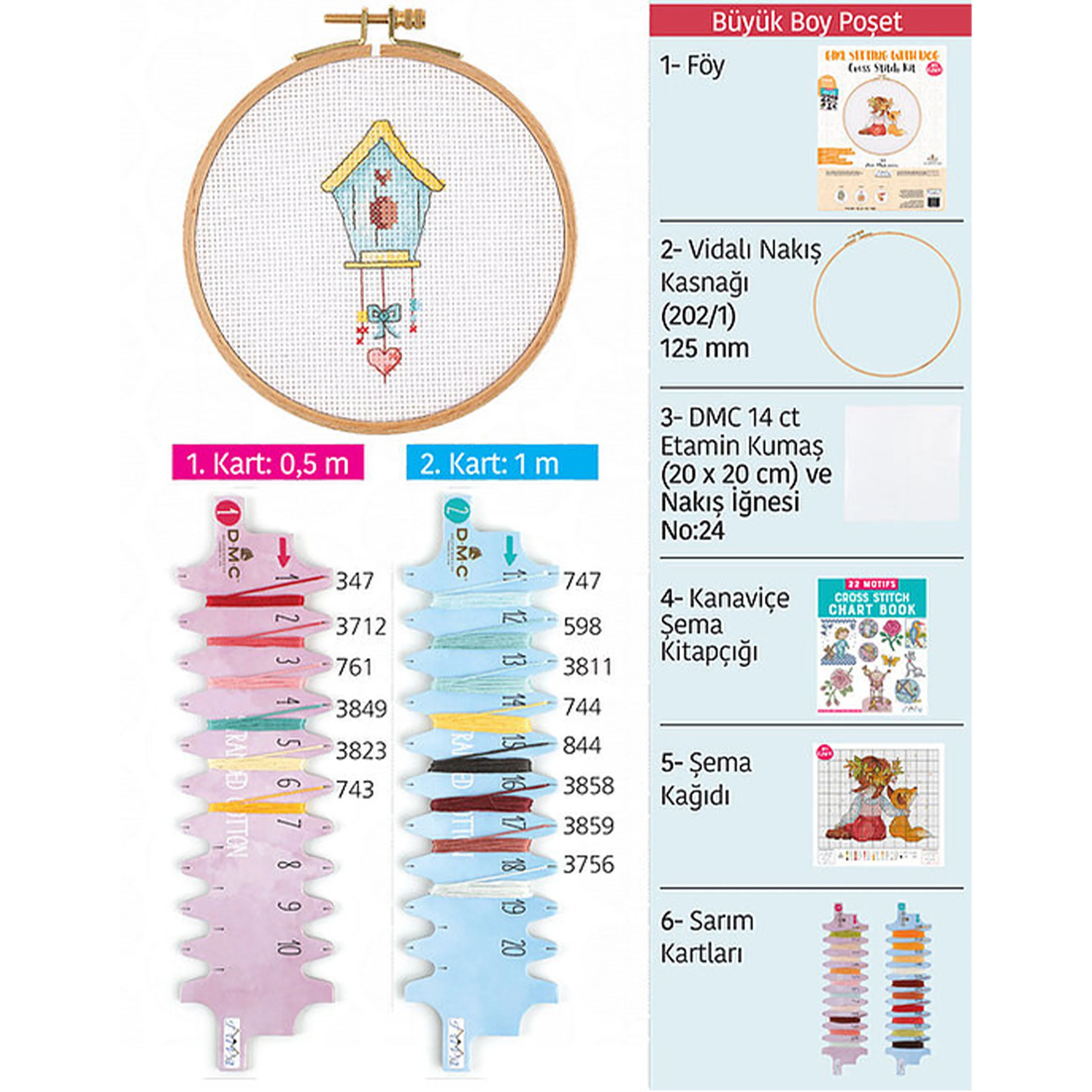 Tuva Cross Stitch Kit, Bird House - E1303 - Image 4