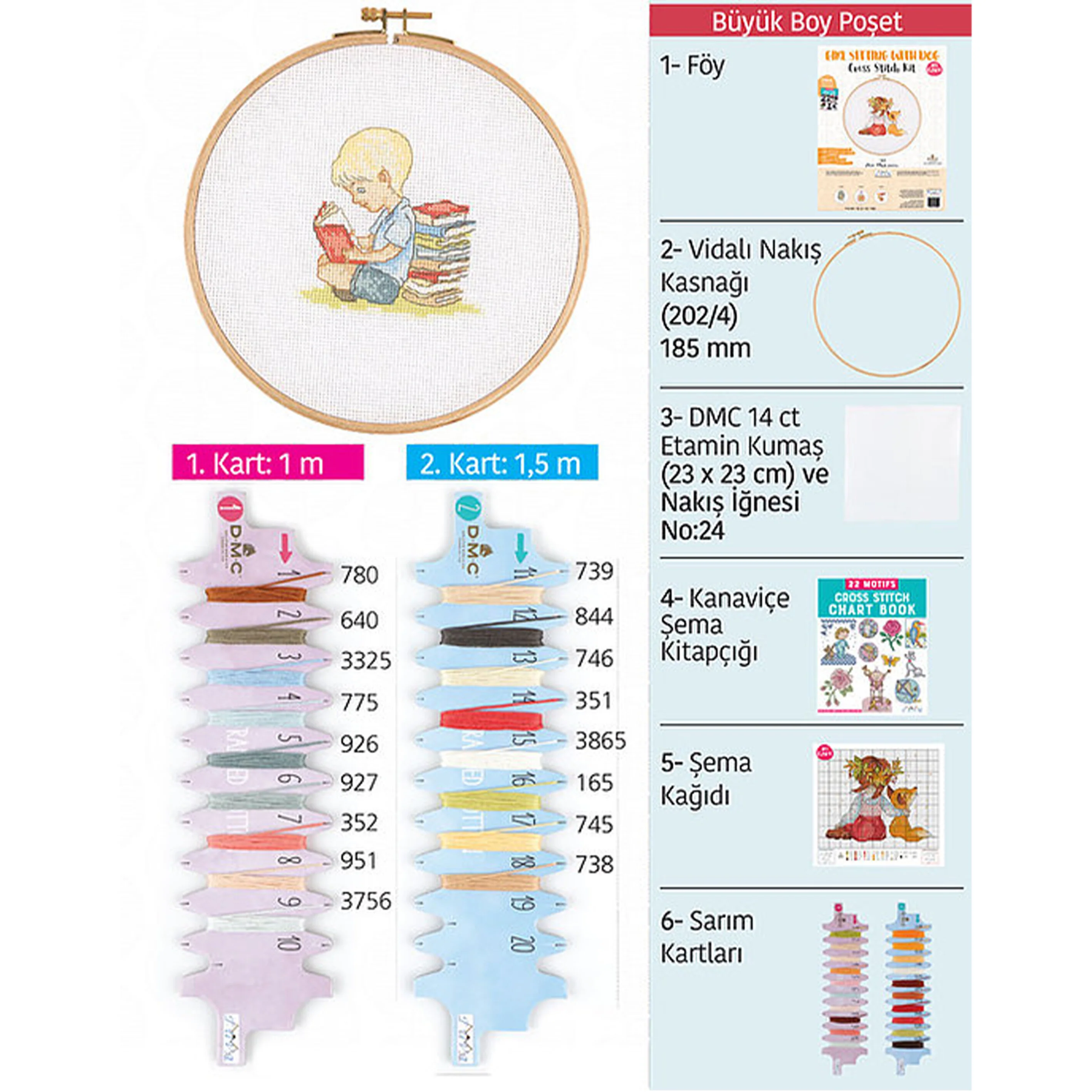 Tuva Cross Stitch Kit, Bookworm Boy - E2003 - Image 4