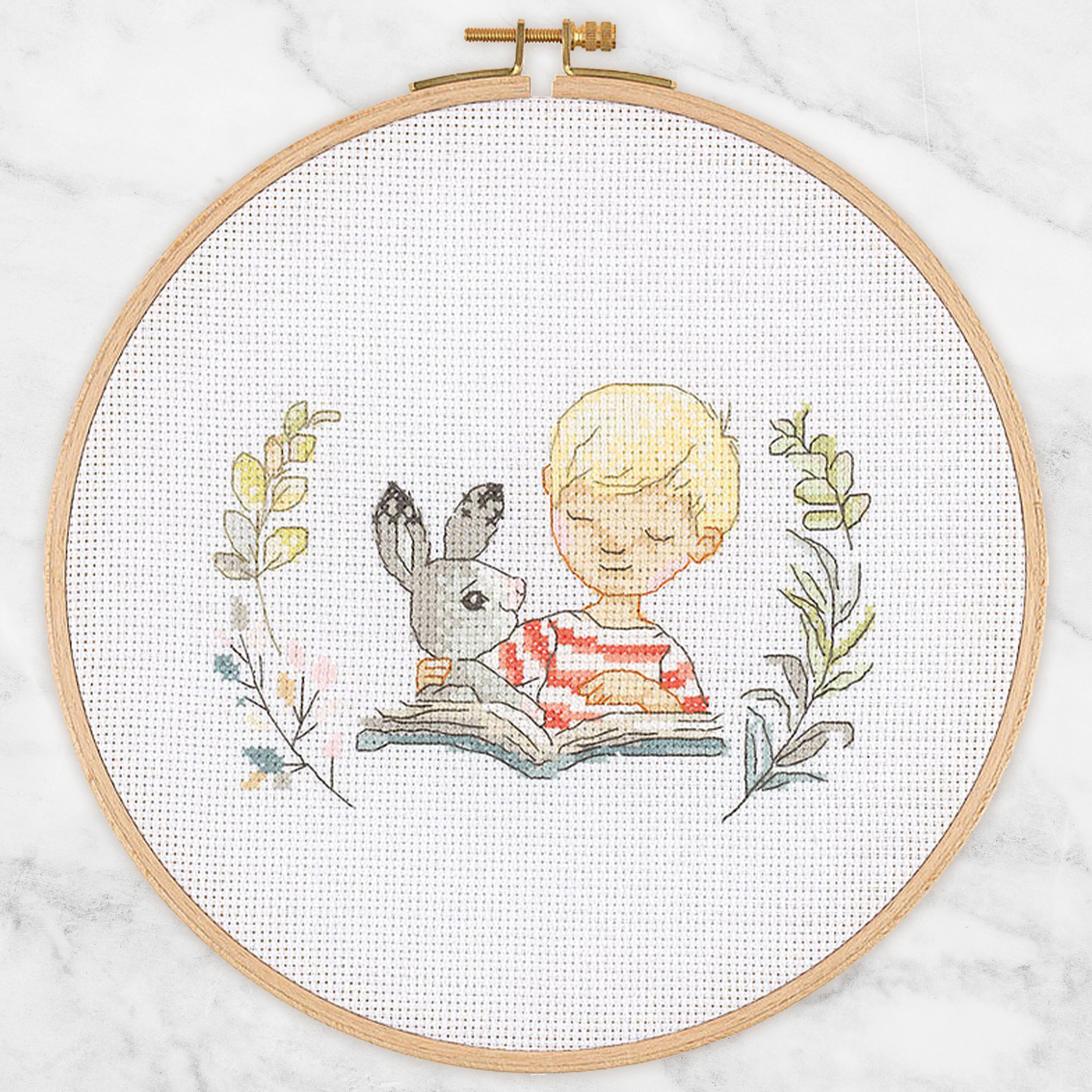 Tuva Cross Stitch Kit, Rabbit & Boy - E2301 - Image 2