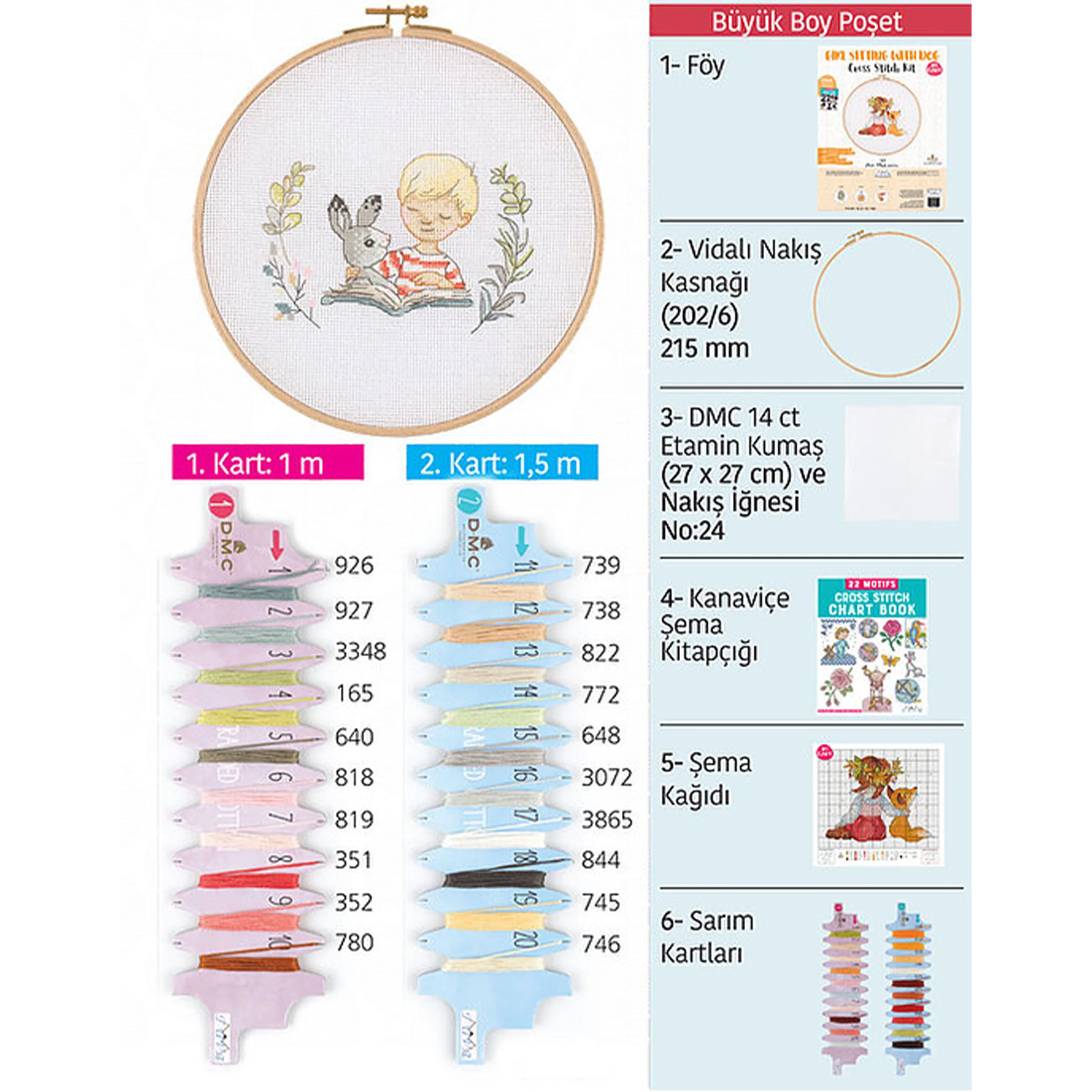 Tuva Cross Stitch Kit, Rabbit & Boy - E2301 - Image 4