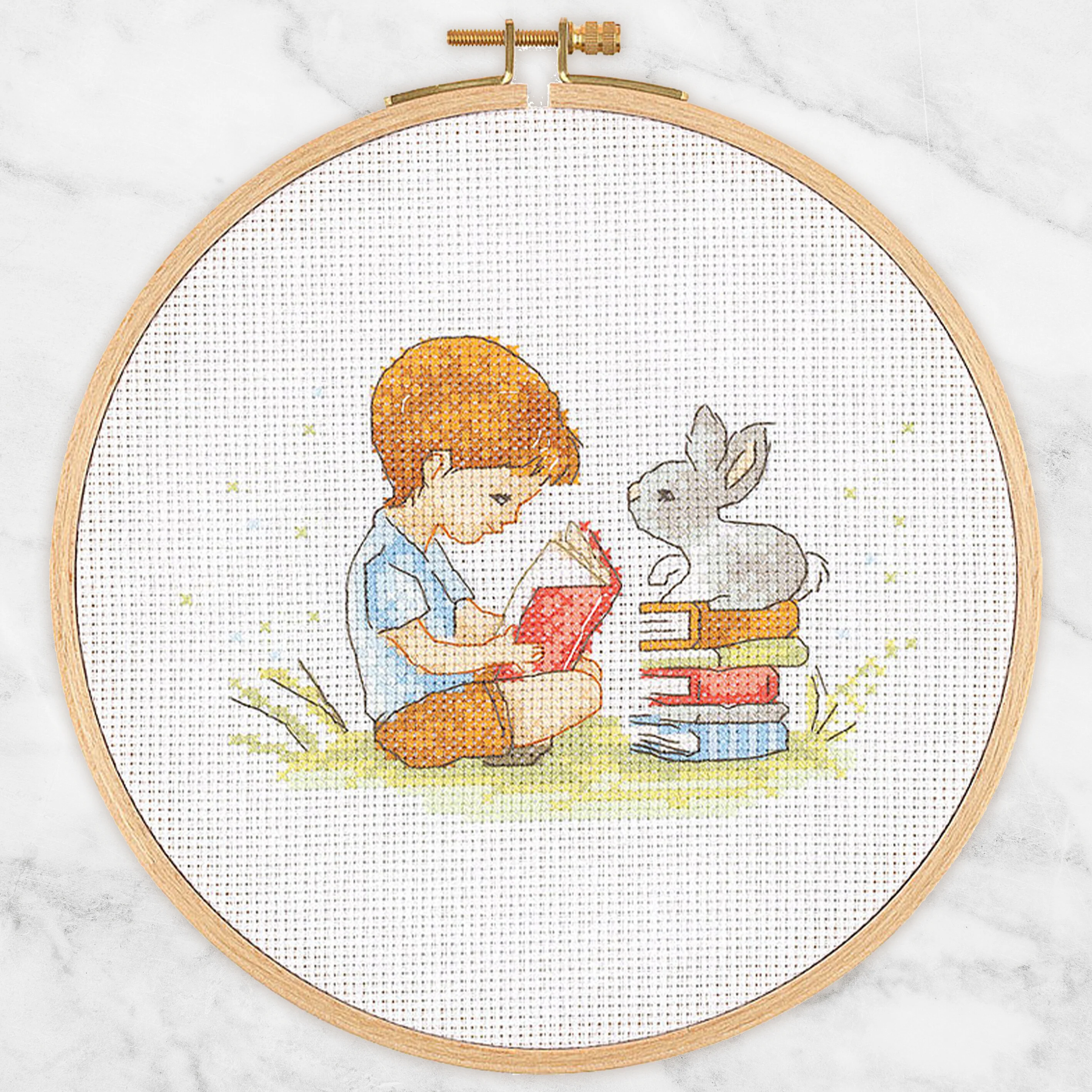 Tuva Cross Stitch Kit, Reading to Rabbit - E2001 - Image 2