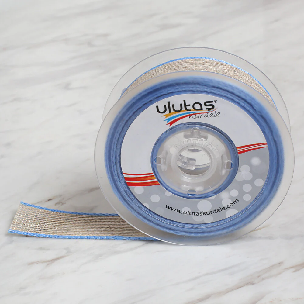 Ulutaş 2.5 cm 10 m Linen Ribbon, Blue - Image 2