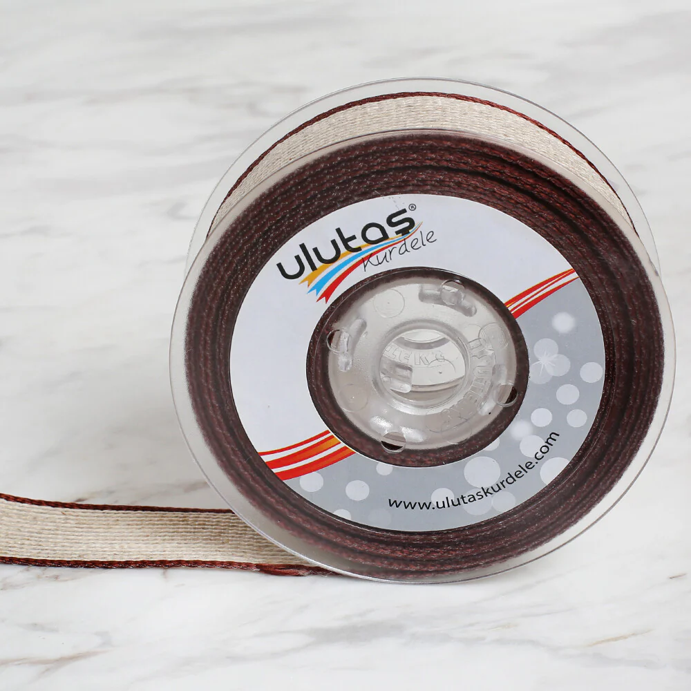 Ulutaş 2.5 cm 10 m Linen Ribbon, Brown - Image 2