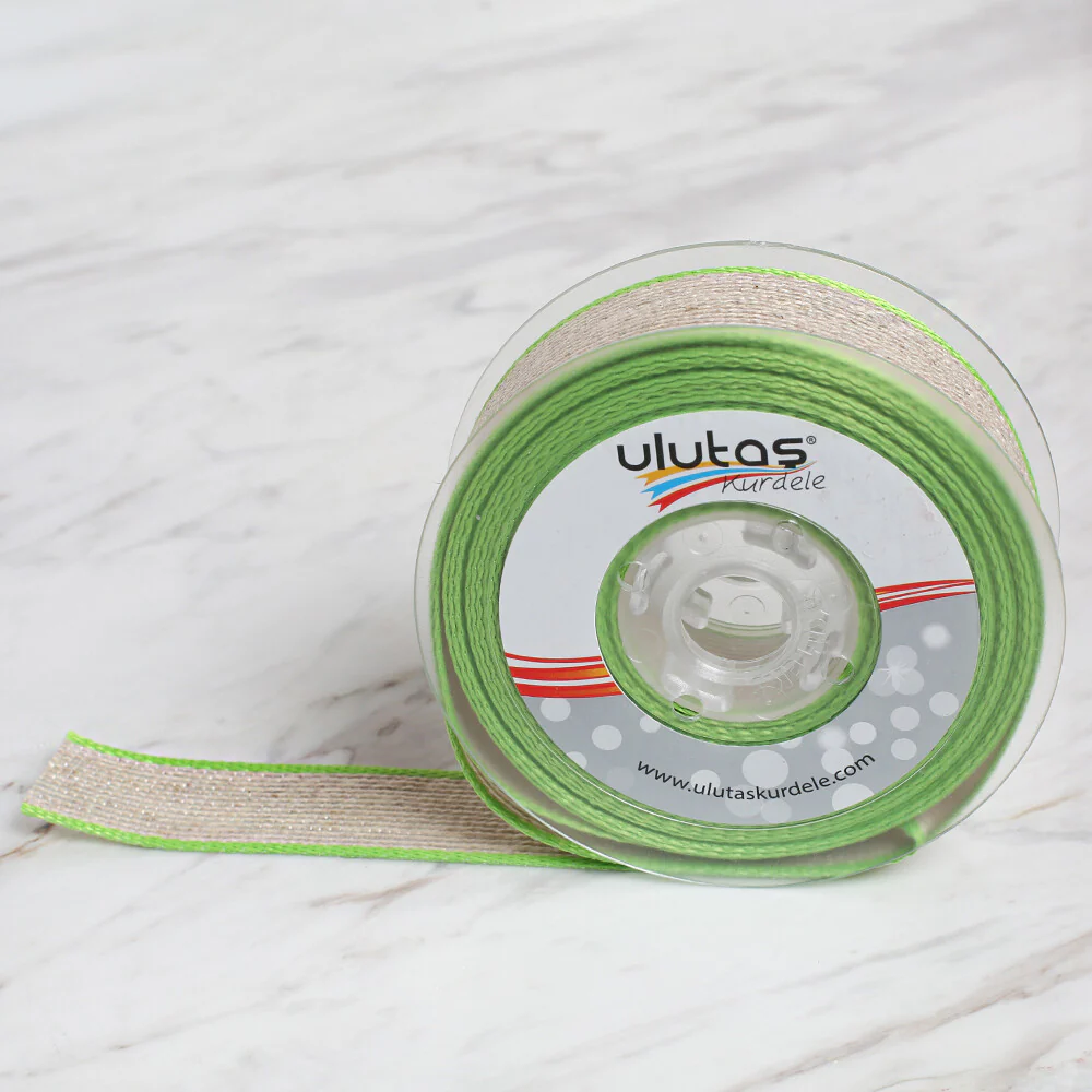 Ulutaş 2.5 cm 10 m Linen Ribbon, Green - Image 2