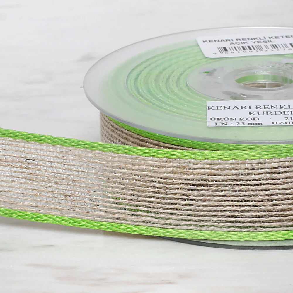 Ulutaş 2.5 cm 10 m Linen Ribbon, Green - Image 3