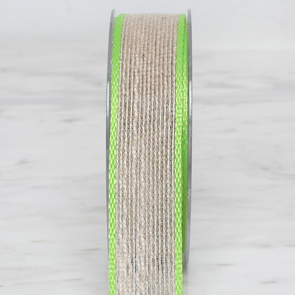 Ulutaş 2.5 cm 10 m Linen Ribbon, Green - Image 4