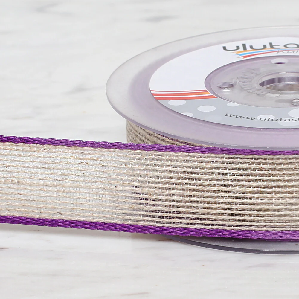 Ulutaş 2.5 cm 10 m Linen Ribbon, Lilac - Image 3