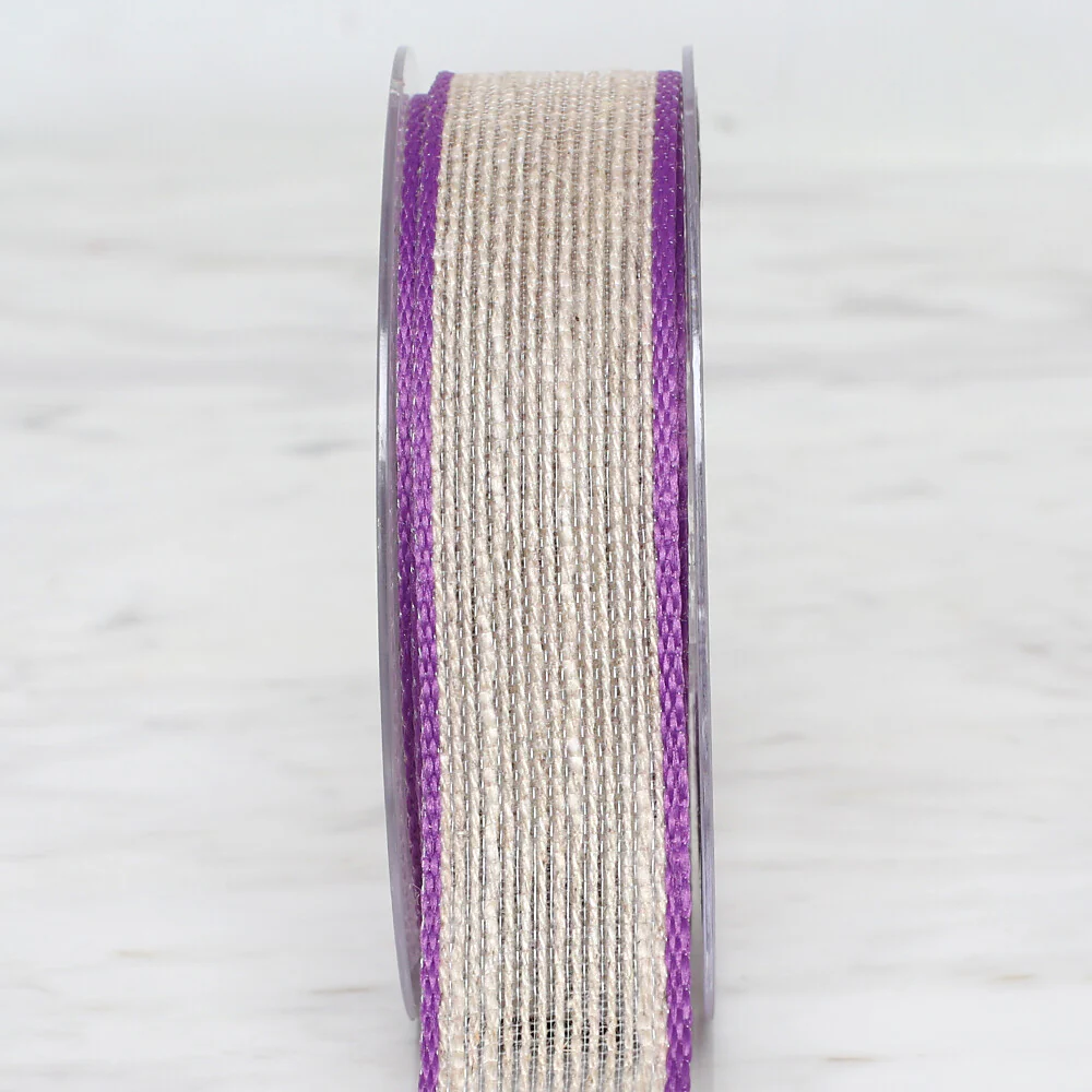 Ulutaş 2.5 cm 10 m Linen Ribbon, Lilac - Image 4