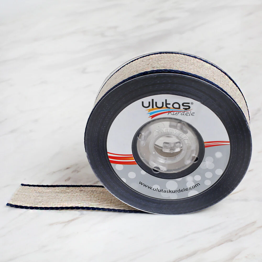Ulutaş 2.5 cm 10 m Linen Ribbon, Navy Blue - Image 2