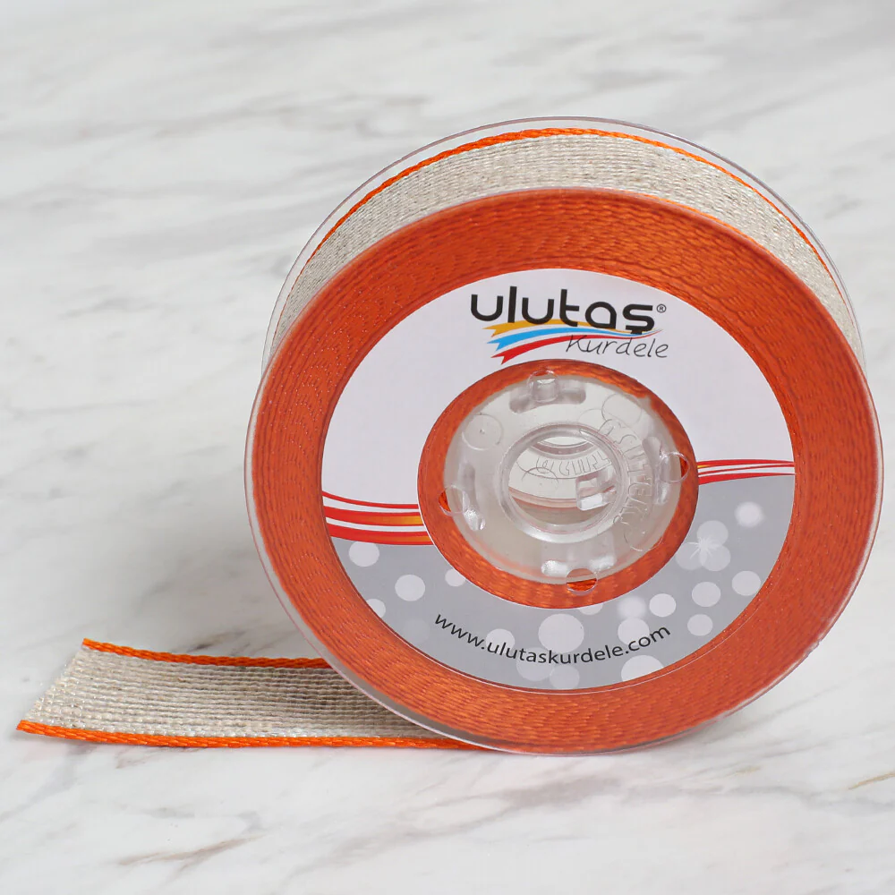 Ulutaş 2.5 cm 10 m Linen Ribbon, Orange - Image 2