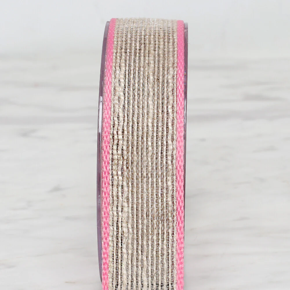 Ulutaş 2.5 cm 10 m Linen Ribbon, Pink - Image 4